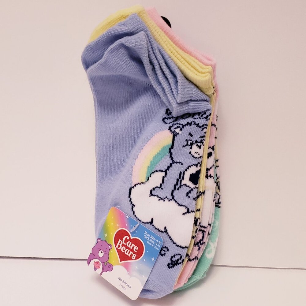 Care Bears Womens No-Show Socks 5-Pack Sock Size 9-11 NWT
